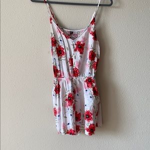 Red floral romper